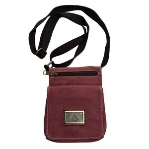 Prairie Schooner Canvas Crossbody Messenger Bag Purse Travel Organizer Brick Red